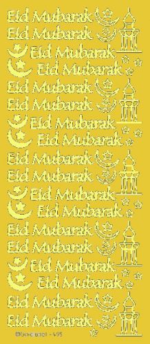 Eid Mubarak Peel Off Stickers Gold