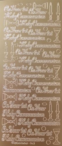 First Holy Communion Peel Off Stickers Gold