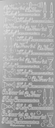 First Holy Communion Peel Off Stickers Silver