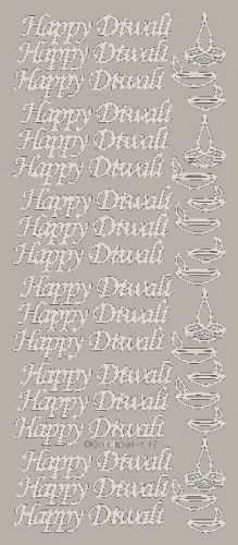 Happy Diwali Peel Off Stickers Silver