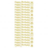Happy Birthday Peel Off Stickers Gold