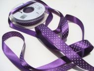 15mm Purple Polka Dot Ribbon
