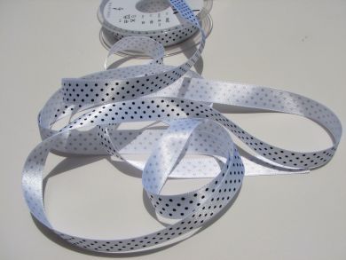 15mm White Polka Dot Ribbon