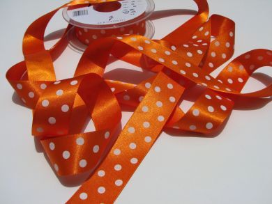 25mm Orange Polka Dot Ribbon