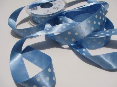 25mm Pale Blue Polka Dot Ribbon