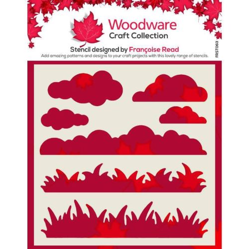 Woodware Grass and Clouds Stencil