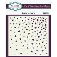 Scattered Hearts Background Stencil