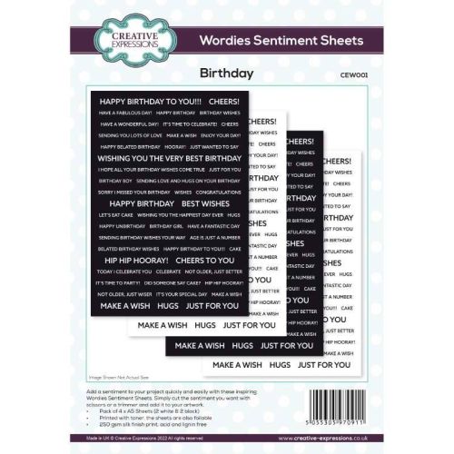 Wordies Birthday Sentiment Strip Sheets