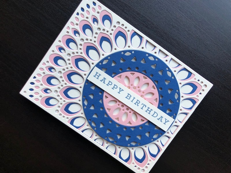 Hand made birthday card using Birch Press Grace die set