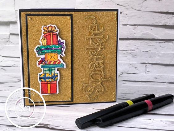 Hand made card using Presents stamp and die set