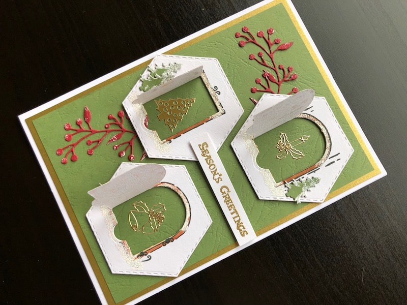 Hand made Christmas card with open die cut fairy doors