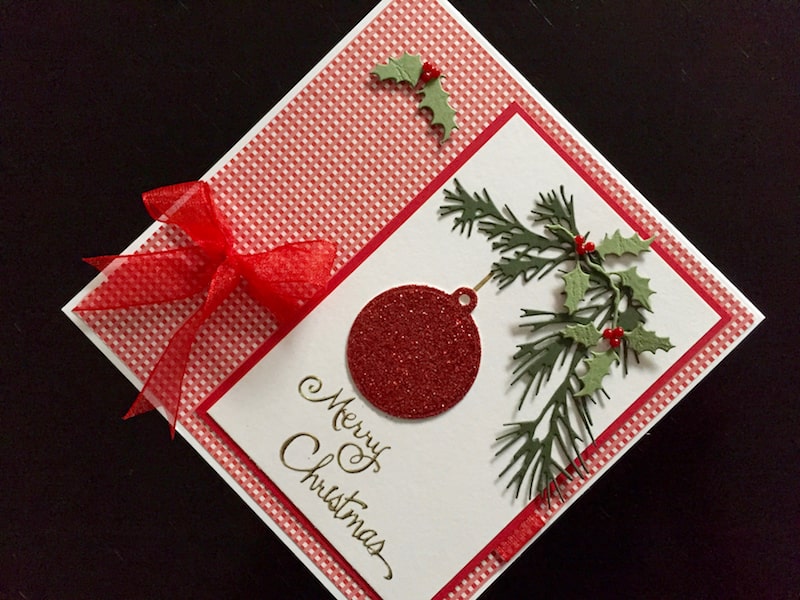 Christmas card with die cut winter foliage