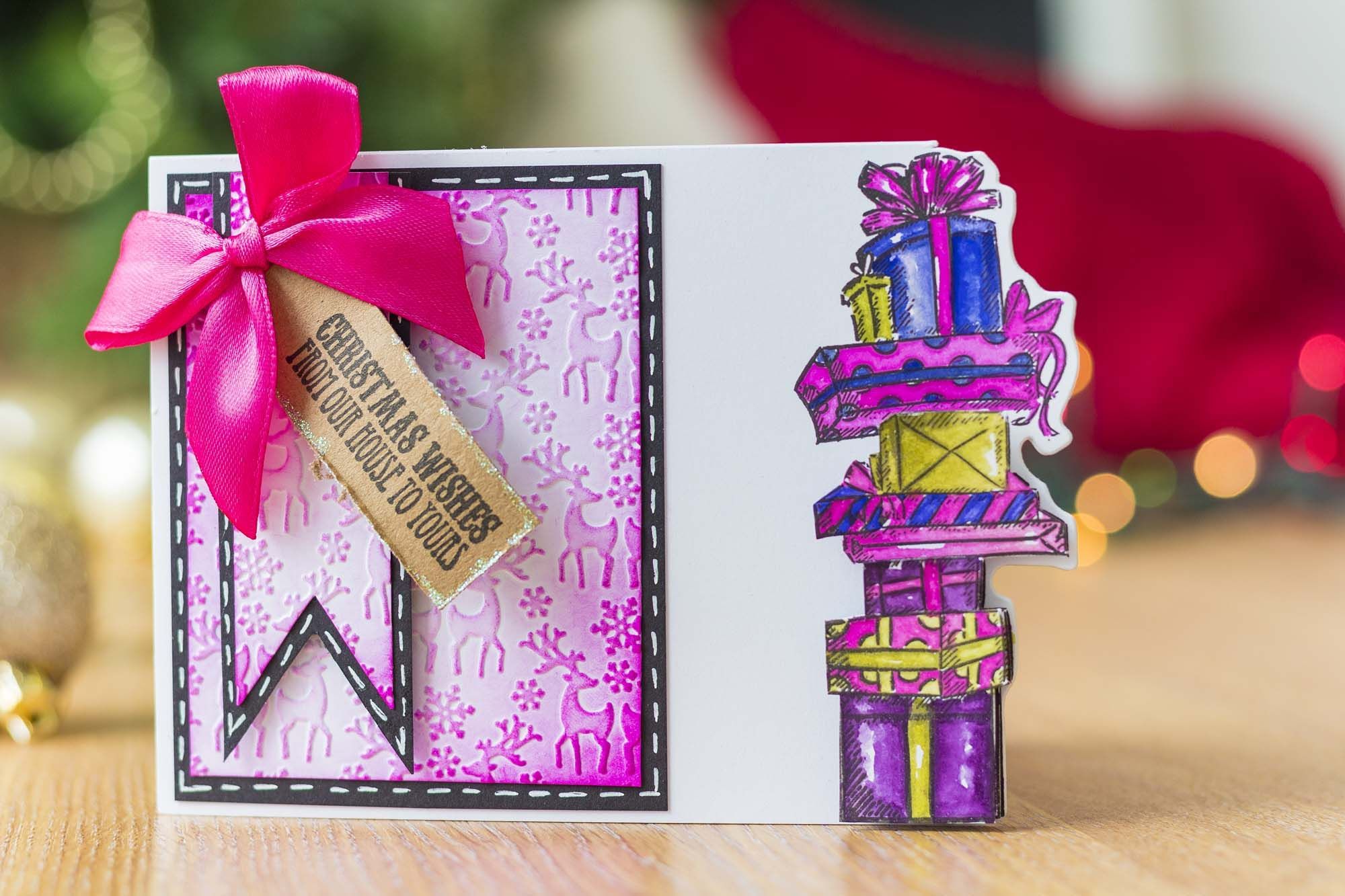 Christmas card using Presents stamp and die set