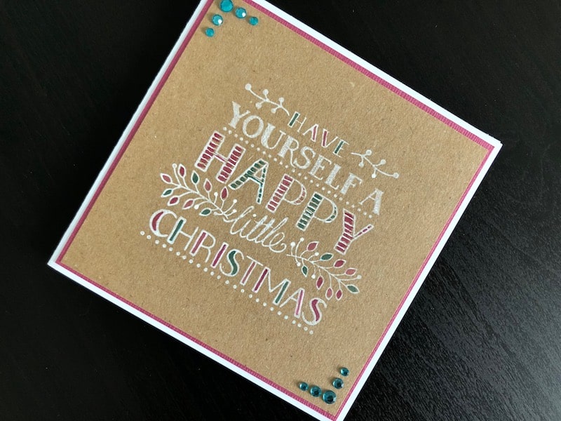 stamped hand drawn greeting Christmas card