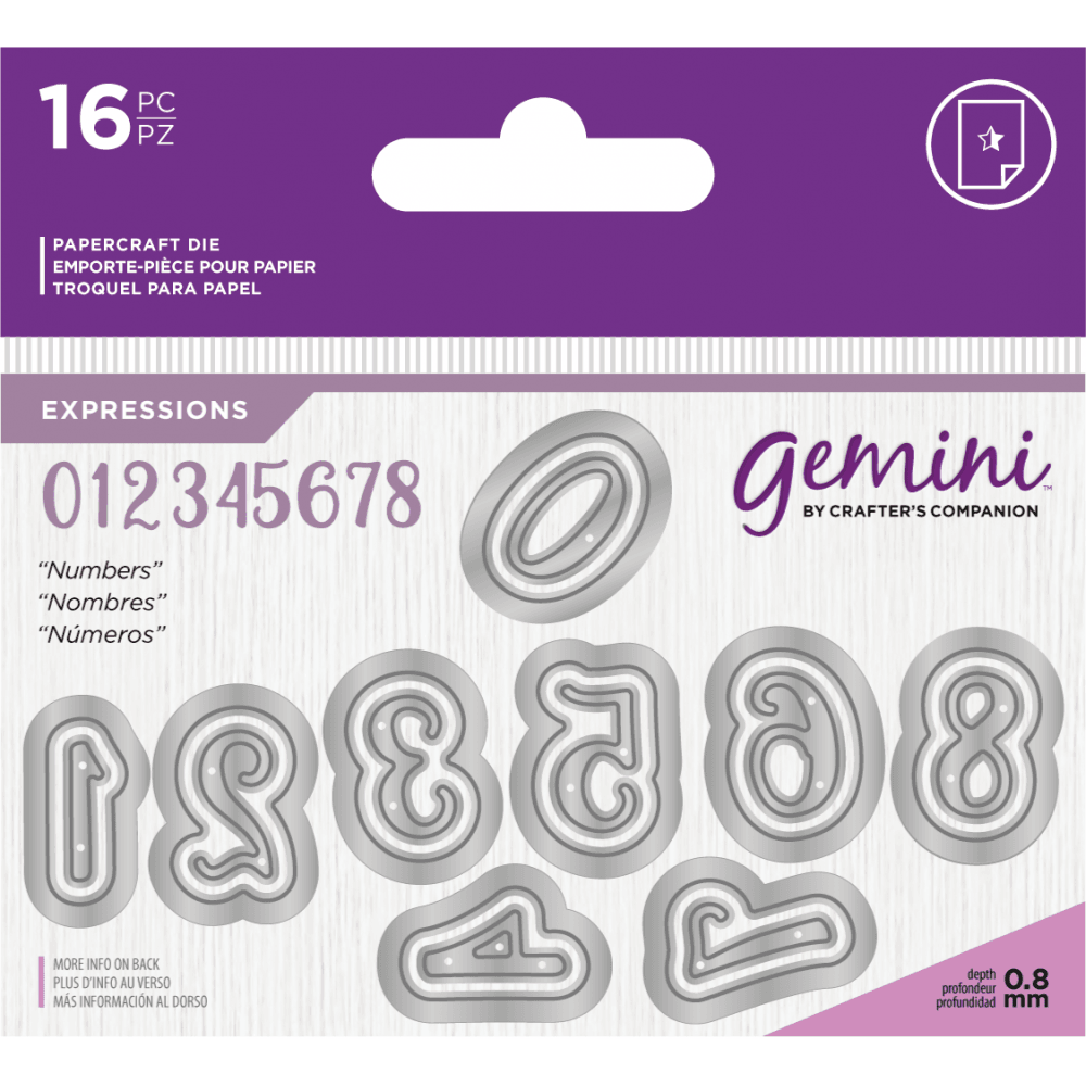 Crafters Companion Gemini Expressions Large Number Die & Stencil Set 9 
