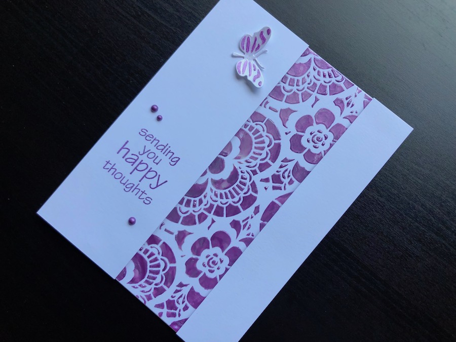 Card with stencilled Nuvo Drops